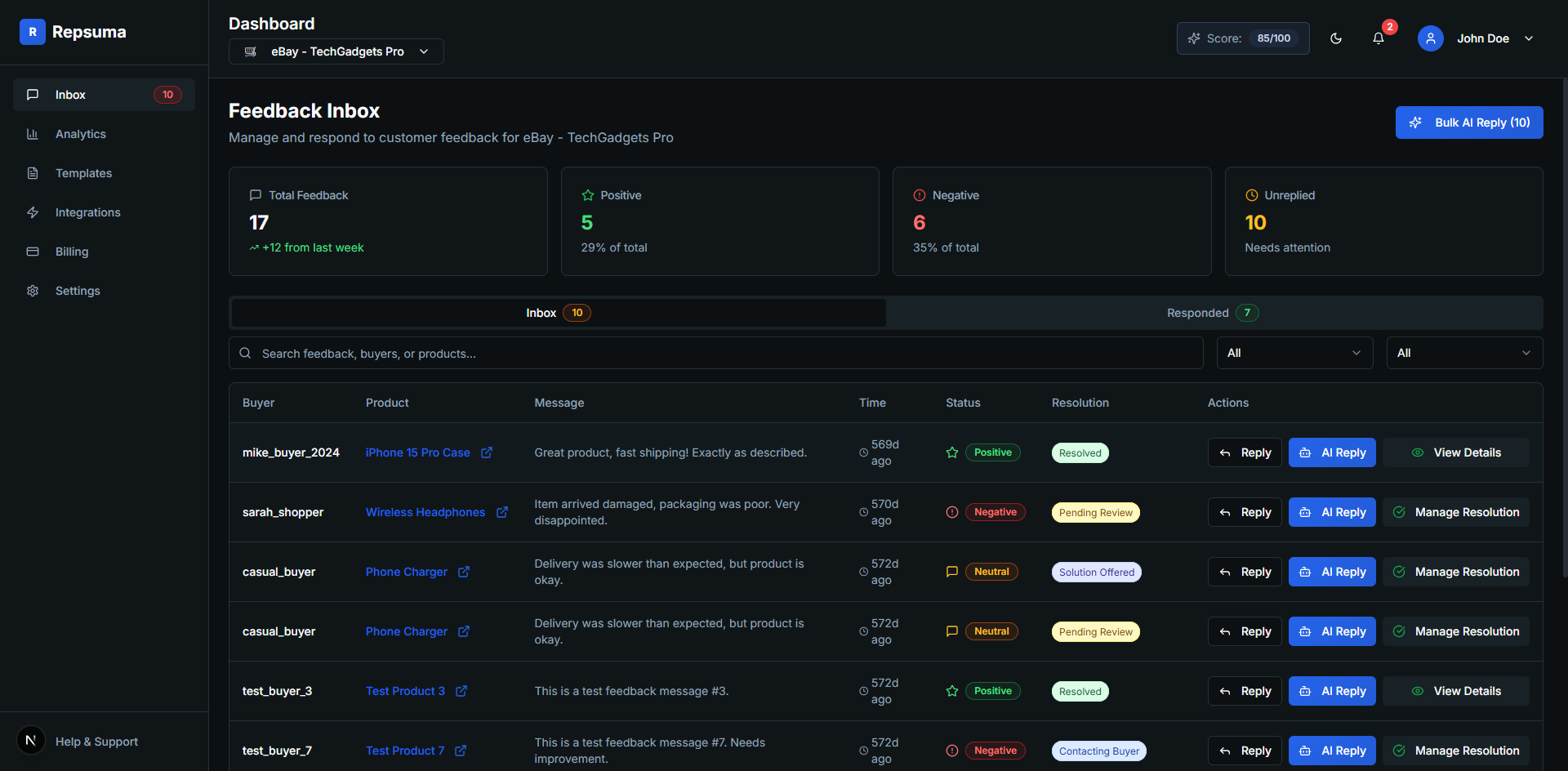 Repsuma Dashboard Preview